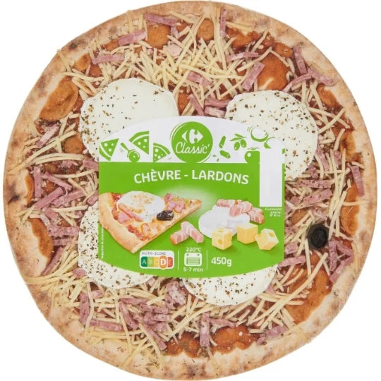 Pizza chèvre lardons CARREFOUR CLASSIC' (450G) 4,50€
